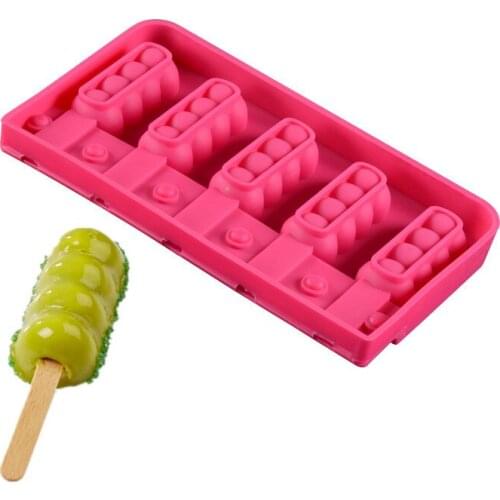 Silicone Popsicle Mold 5 Cavity Candied Haws Shape Ice Cream Maker Summer Dessert Cube Tray Freezer Juice Mould