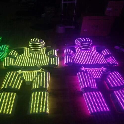 M24 Party luminous props event disco robot men led suit dj RGB colorful light helmet bar dress clothing dance costume glowing ds