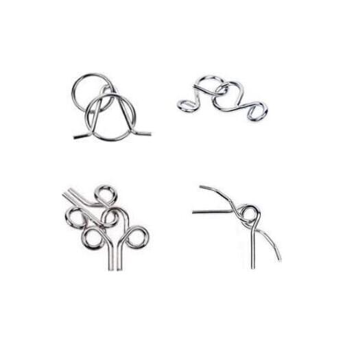 Set of 4PCS IQ Metal Wire Disentanglement Puzzles for Children Adults