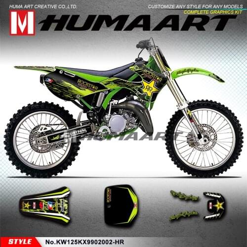 HUMAART Custom Stickers Motocross Racing Decals Vinyl Wraps Kit for KX 125 KX 250 KX125 KX250 1999 2000 to 2002