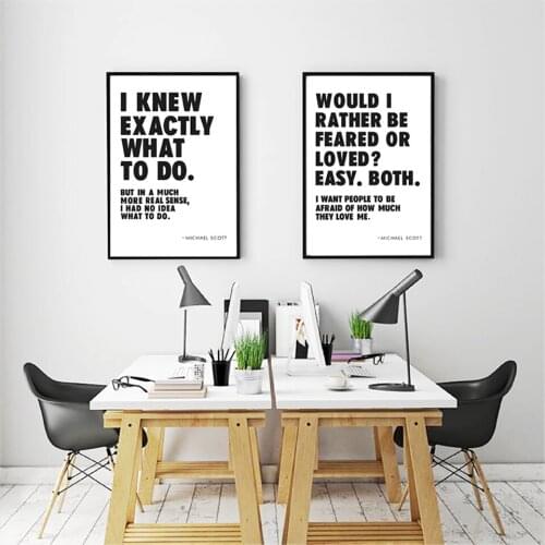 Poster Lnteresting TV Show Printmaking Mural Decoration Michael Scott Quotes Black And White Printing Home Decor Canvas Painting