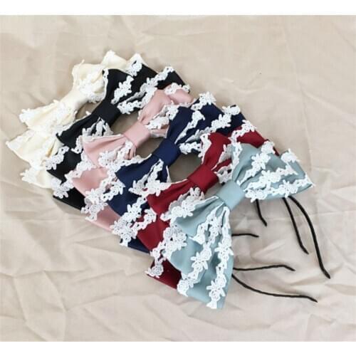 Japanese Girl KC Headband Sweet Lolita Lace Bow Hair clasp Headwear Cosplay hair hoop Hair Accessories D441