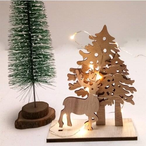 Tronzo DIY Deer Santa Claus Christmas Wooden Ornaments Christmas Table Decoration For Home Xmas Tree Wood Hanging Pendants 2020