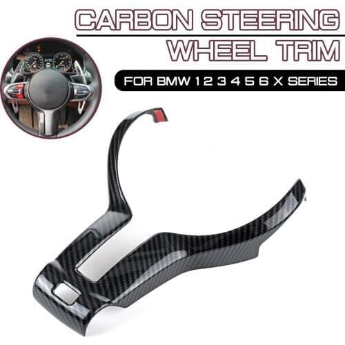 Carbon Black Steering Wheel Trim For BMW F20 F22 F21 F30 F32 F33 F36 F06 F12 F13 X5 F15 X6 F16 M-Sport
