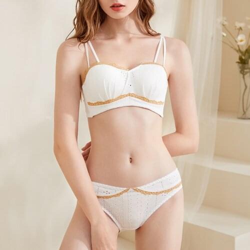1set Bra Panties Sets For Woman Bralette Female Lingerie Underwear For Young Women Bras Ladies Non-wired Bra Briefs Set Summer
