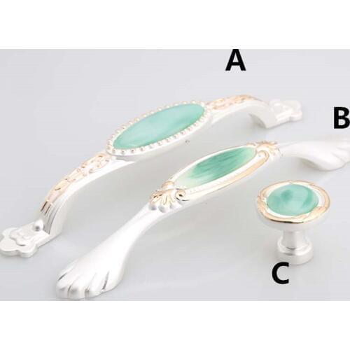 128mm green jade modern fashion furniture handles silver white kitchen cabinet dresser door handles pulls 5" gold drawer knobs
