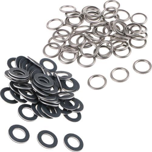 2 Colors 100X Oil Drain Plug Crush Gasket Flat Washer Seals 12mm