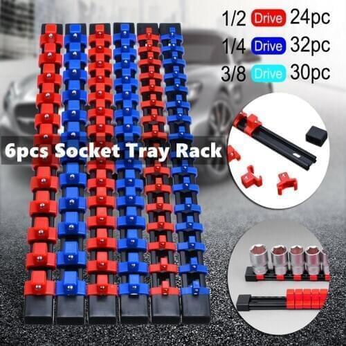 6pcs 1/4" 3/8" 1/2" Plastic Socket Tray Rail Rack Storage Holder Organizer Shelf Stand Wrench Holders Home Tools New Arrival