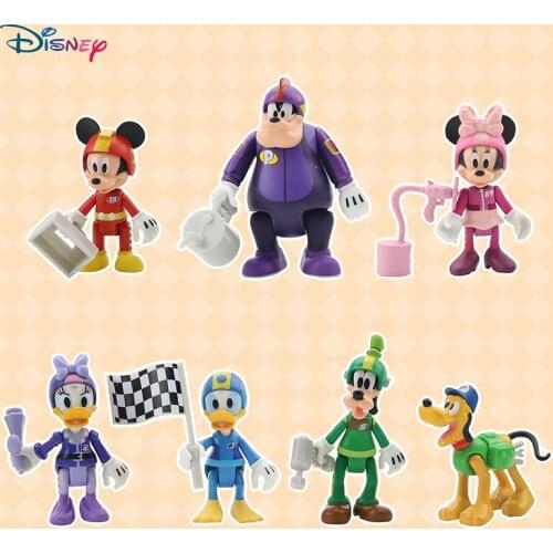 Disney Mickey Mouse Anime Figure Model 7pcs Q Version Donald Duck PVC Ornaments Cute Toys Gift for Childrens Birthday