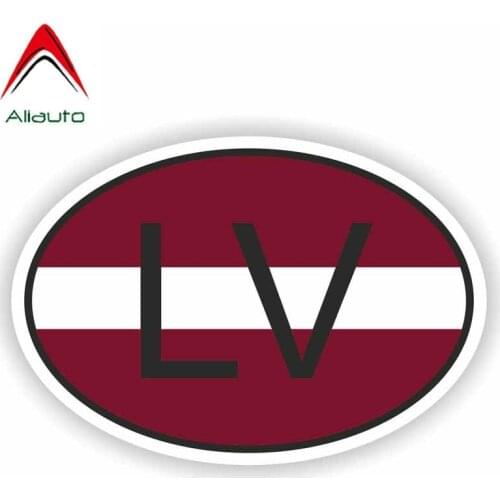 Aliauto Personality Funny Car Sticker Motorcycle Lv Latvia Flag Waterproof Sunscreen Anti-UV Decal Country Code Styling,12cm*8cm