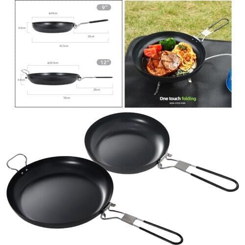 Mini Camping Cookware Nonstick Frying Pan Frypan Lightweight w/ Foldable Handle for Outdoor Hiking Picnic Backpacking