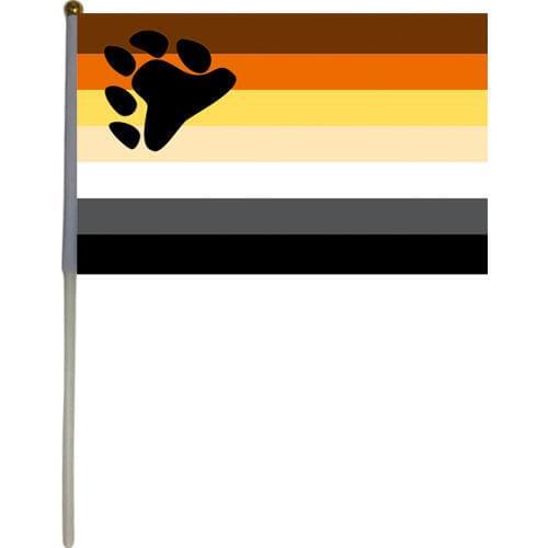 Free shipping xvggdg 100pcs 14 * 21cm Custom Hand Flag LGBT with plastic flagpole lengt 30cm Bear Pride Flag