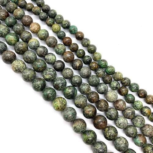 Natural Stone Turquoise Beads African Pine Round Beads DIY Handmade Fashion Jewelry Accessories To Make Necklaces and Earrings