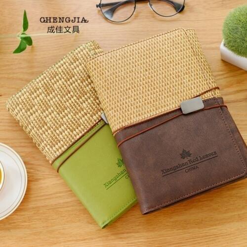 Cheng Jia Brand Creative String Notebooks and Journals Embossed Spiral Notebook pu leather straw travelers Office note book a5
