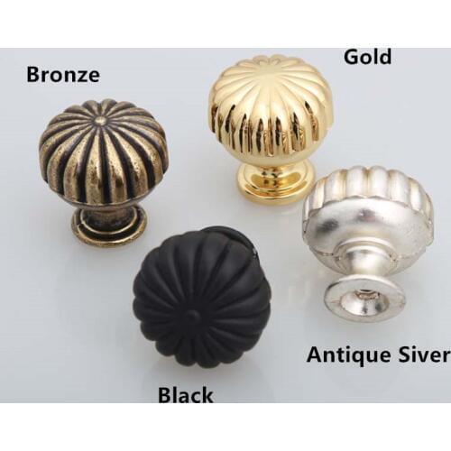 Bronze antique silver drawer cabinet small knobs modern simple black gold dresser handles knobs 25mm pumpkin style solid knob
