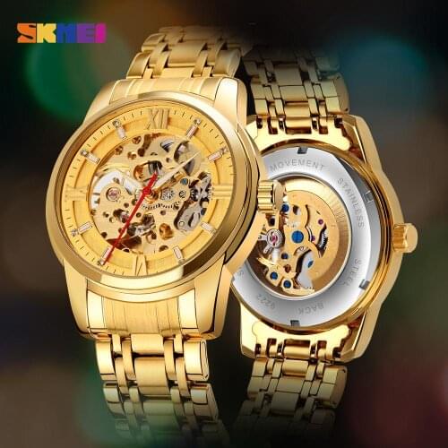 New 2021 SKMEI Top Brand Luxury Watch Mechanical Automatic Watch Golden Waterproof Business Wristwatch Men Relojes para hombre