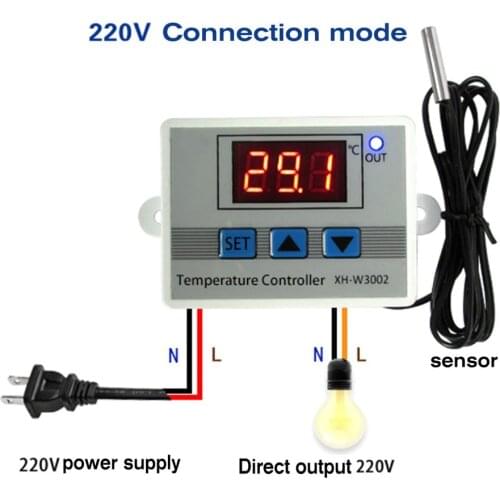 XH-W3002 W3002 LED Digital Thermoregulator Thermostat Temperature Controller Control Switch Meter AC 110V-220V DC 24V DC 12V