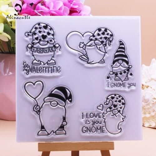 Gnome&Love&Valentine CLEAR STAMPS Scrapbooking Handmade Card Album Paper Craft Rubber Transparent Silicon Stamp Alinacutle