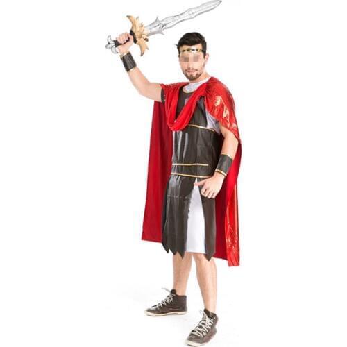 Hot Sexy Halloween Adult Mens 5 pieces Sets Leather Warrior Costume Suit Uniform Fancy Outfit Cosplay Costumes for Men