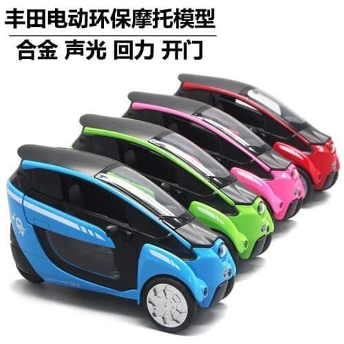 Hot 1:32 Scale wheel diecast toyota Three wheeled car i-Road metal model with light and musical pull back alloy toys for gifts