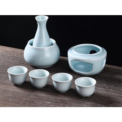 Ceramic 7 Cup Wine Pot Set Warmer Jug Ceramic Sake Wine Set Household Spirits Rice Wine Vodka Copas De Vino Gift Box BS5WP