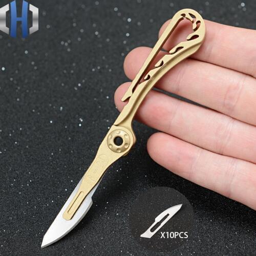 Brass Keychain Knife Sharp Utility Portable Portable Courier EDC Unboxing Knife