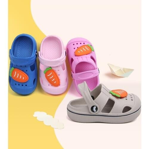 2020 Summer Childrens Slippers Cartoon Rabbit &Radish Infant Sandals Slippers Boys Girls Non-slip Beach Baby Hole Shoe for Kids