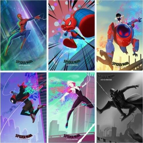 Marvel Spider-Man Into The Spider-Verse Movie Anime Canvas Painting Poster Print Wall Art Living Room Kids Bedroom Decoration