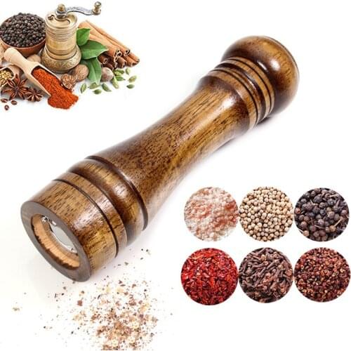 5" 8"10" Salt And Pepper Mill Solid Wood Spice Grain Grinder With Adjustable Ceramic Grinding Core Kitchen Tools Mills