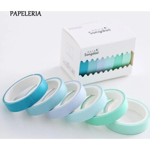 6Pcs/Lot Macarons Washi Tape Set Adhesive Decoration Tapes Masking Stickers Diary Album Japanese Stationery School Supplies