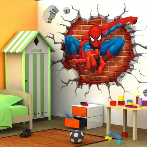 Disney Spiderman Wall Sticker Cartoon Hulk Anime figure Bedroom Living Room Removable Waterproof Wall Sticker Birthday Gifts