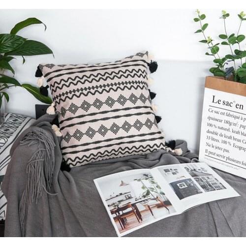 Throw Pillow Case Geometry Printed Cushion Cover With Tassels Tribal Pattern Cushion Covers For Home Sofa Chair Decorative Pillo