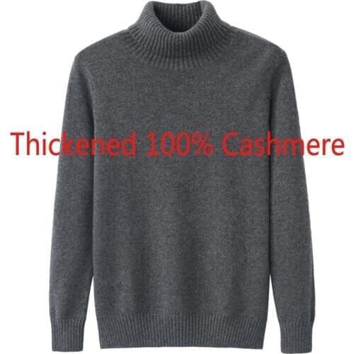 New Arrival High Quality Autumn Winter Men Double Thickened Turtleneck Pullover 100% Pure Cashmere Large Sweater Plus Size M-4XL