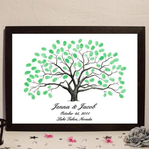 New Creative Customized DIY Wedding Fingerprint Tree Signature Guest Book Set Baby Shower Party Painting With Ink Pad