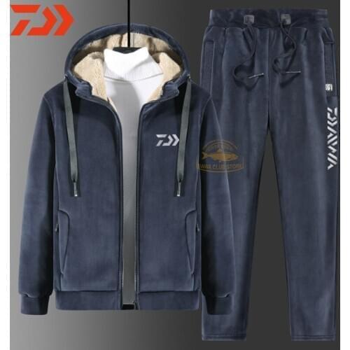 New DAIWA Fishing Suit Man Winter Outdoor Plush Warm Fishing Jacket Sports Hooded Fishing Jacket Cold Proof Mountaineering Suit