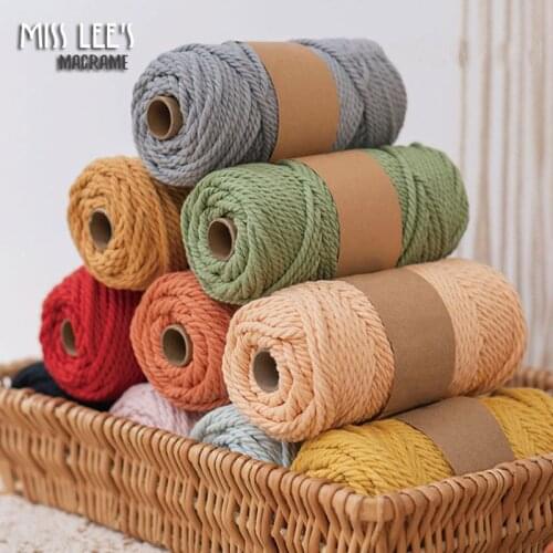 Factory direct Top Quality 100% pure cotton Yarns 3mm Woven Boho Plant Hanging Wall Hanger Macrame Cords 100M