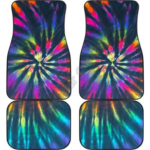 Colorful Neon Tie Dye Car Floor Mats 3D Printed Pattern Mats Fit for Most Car Anti Slip Cheap Colorful 02