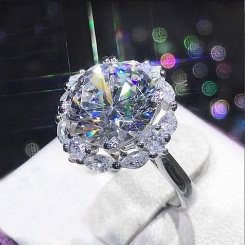 Luxury Dazzling Big Round Cubic Zircon Wedding Rings For Women Charms Princess Bijoux Bridal Engagement Jewelry Drop Shipping