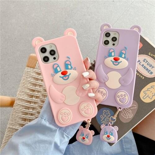 Silicone Phone Case For Iphone 12 11 Pro Max XS Max XR X 6 7 8 Plus SE 2020 Case Cute Good night bear Soft Cover