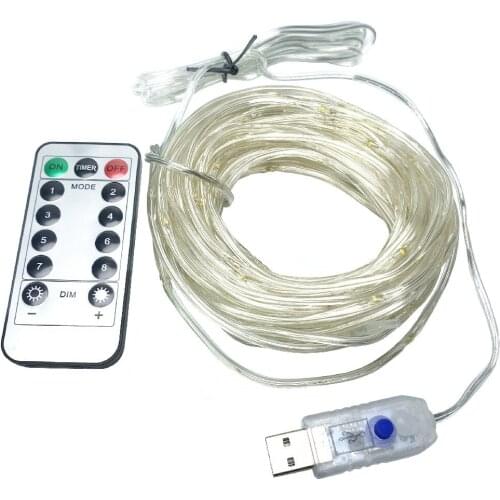 100 LED USB Battery Light String Waterproof For Garden Christmas Wedding Decoration Solar Powered Lamp Rope Strip Fairy Lights