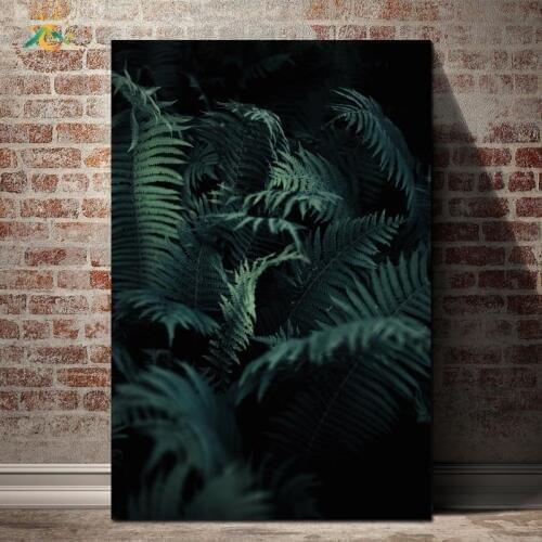 Dark Green Leaves Plant Nordic Poster Nature Wall Art Canvas Art Prints Painting Pop Art Wall Pictures Painting for Living Room