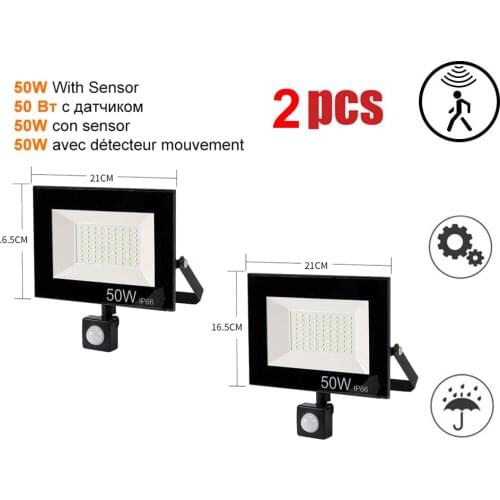 2 pcs 220V 10-100W LED FloodLight Spotlight Exterior Street wall reflector LED Light Led Lamp Light Security Wireless Waterproof