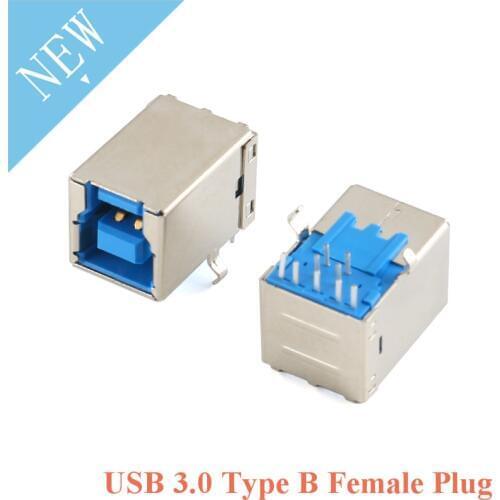 2pcs USB 3.0 Type B Female Plug jack USB-B Right Angle AF Socket Printer Connector Terminal BF/90 Degree plug-in Board
