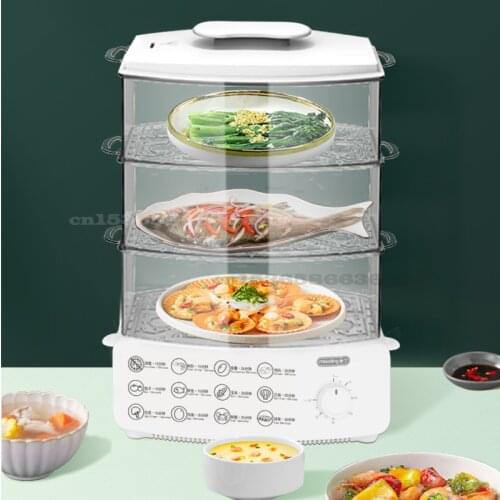 220V/900W Electric Steamer Multifunctional Household Small Double Three Layer Steam Boiler Large Capacity Breakfast Machine