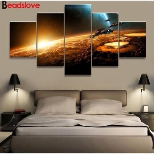 5 Pcs 5d diy diamond painting science fiction Art Spaceship flight route diamond picture full square round diamond embroidery