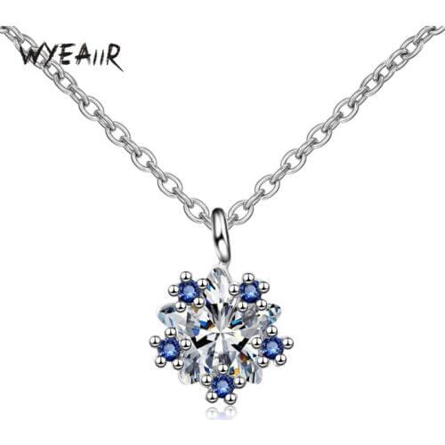 WYEAIIR Shiny Cool Zircon Pendant Simple Cute Geometry 925 Sterling Silver Clavicle Chain Female Necklace