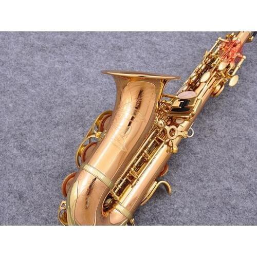 BULUKE Curved Soprano Saxophone Lacquer gold Curved Soprano Sax instrument with case mouthpiece professional sax