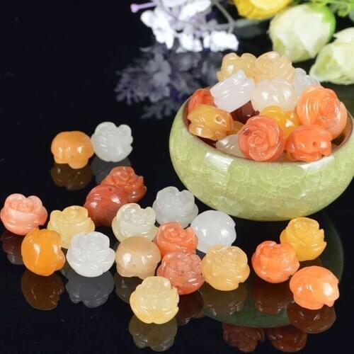Natural 13mm handcarve rose jade beads jade bracelet DIY rose jade beads jade gift genuine jadeite bracelet 10pcs/lot