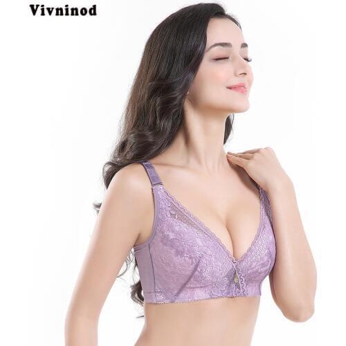 Plus Size Bra Ultra thin Lace Bralette For Woman Comfortable Close Ladies'Underwear Embroidery sexy push up bra 3/4 cup bra