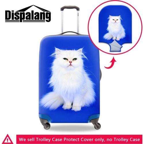 Custom Design Luggage Protector Cover For Children White Cat Print Dirtproof Case On Suitcase Kids Thick Elastic Washable Covers